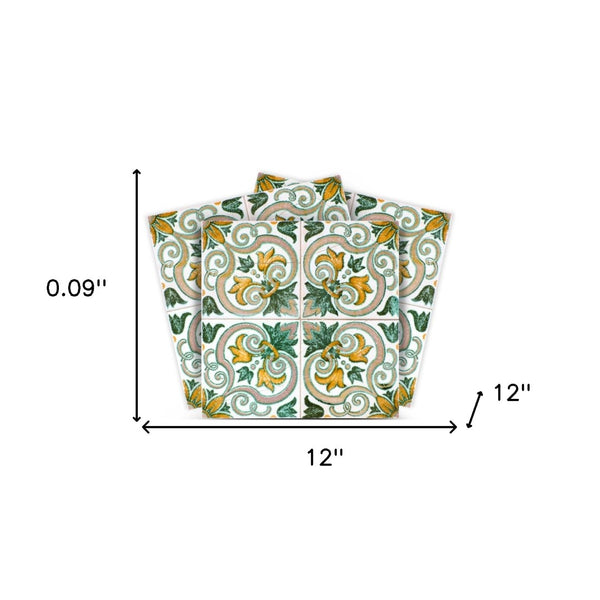 Homeroots 12" Green Yellow Melo Peel And Stick Tiles - Vibrant, Easy-to-apply Décor For Home Makeovers! 12" X 12" Vinyl 555969