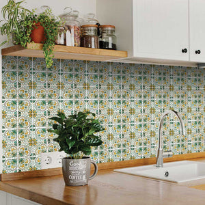 Homeroots 12" Green Yellow Melo Peel And Stick Tiles - Vibrant, Easy-to-apply Décor For Home Makeovers! 12" X 12" Vinyl 555969