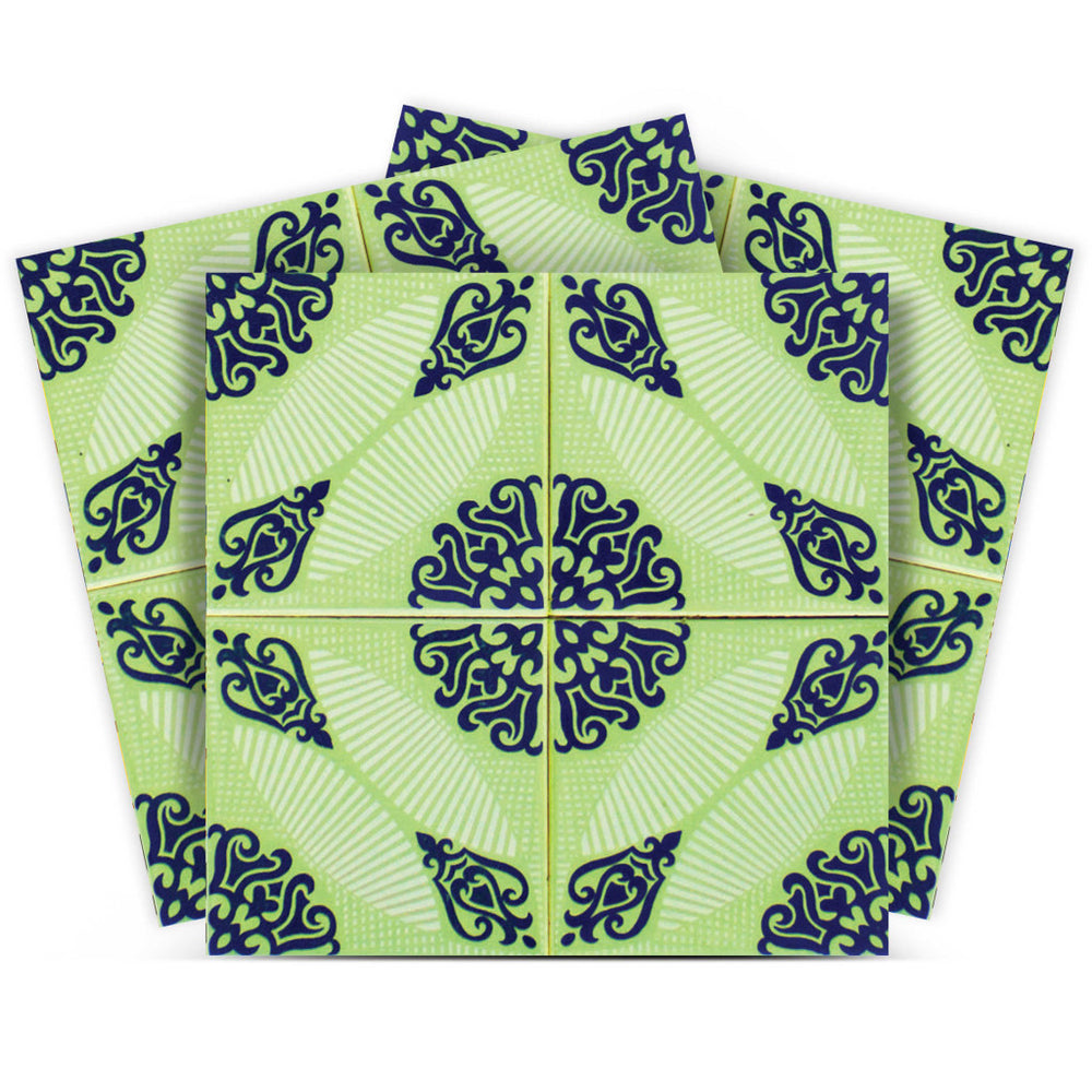 Homeroots 12" Green Aegean Orb Peel And Stick Tiles - Vibrant, Easy-to-use Stickers For Home Decor Makeover 12" X 12" Vinyl 555970