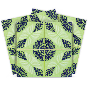 Homeroots 12" Green Aegean Orb Peel And Stick Tiles - Vibrant, Easy-to-use Stickers For Home Decor Makeover 12" X 12" Vinyl 555970