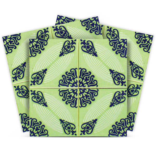 Homeroots 12" Green Aegean Orb Peel And Stick Tiles - Vibrant, Easy-to-use Stickers For Home Decor Makeover 12" X 12" Vinyl 555970