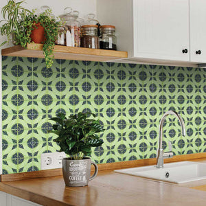 Homeroots 12" Green Aegean Orb Peel And Stick Tiles - Vibrant, Easy-to-use Stickers For Home Decor Makeover 12" X 12" Vinyl 555970