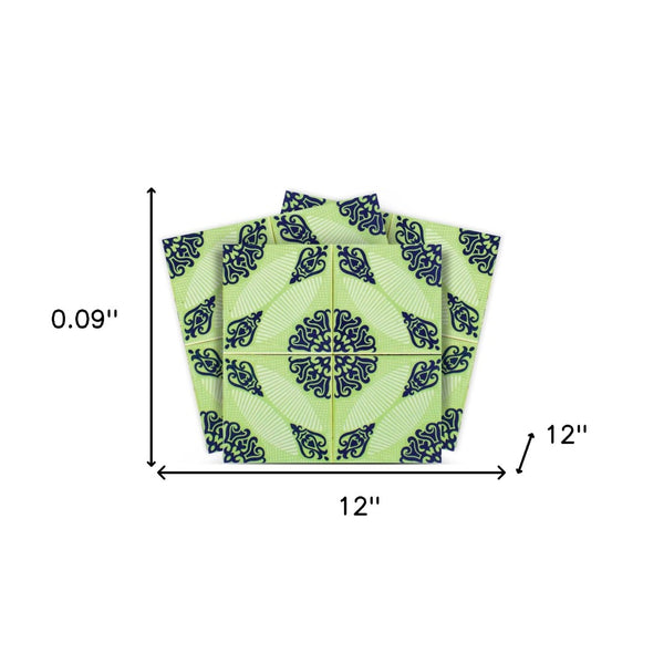 Homeroots 12" Green Aegean Orb Peel And Stick Tiles - Vibrant, Easy-to-use Stickers For Home Decor Makeover 12" X 12" Vinyl 555970