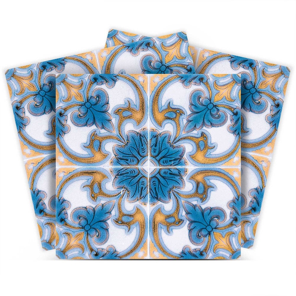 Homeroots 12" Teal Taupe Sia Removable Peel And Stick Tiles - Versatile, Colorful Décor For Any Space! 12" X 12" Vinyl 555973