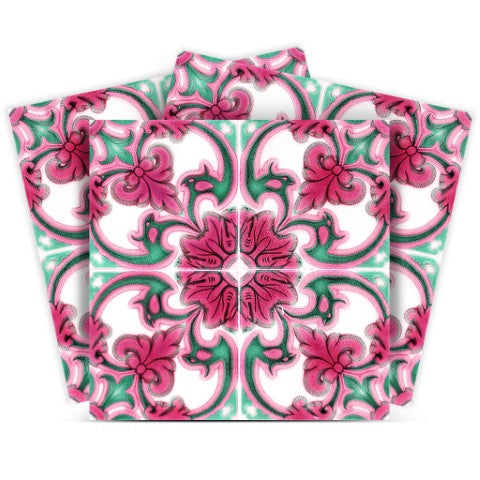 Homeroots 12" Rosa Pink Lea Removable Peel And Stick Tiles – Colorful, Versatile Décor For Any Room Makeover! 12" X 12" Vinyl 555974