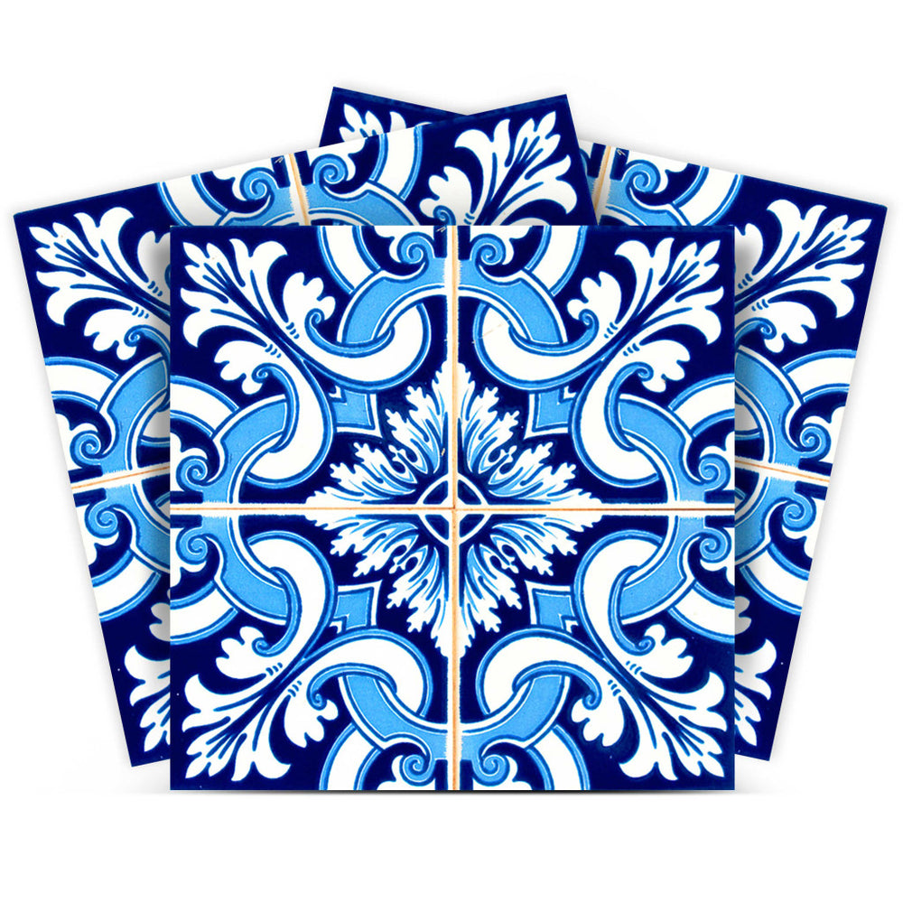 Homeroots 12" Blue Bali Peel And Stick Tiles - Vibrant, Removable Décor For Effortless Home Transformations! 12" X 12" Vinyl 555975