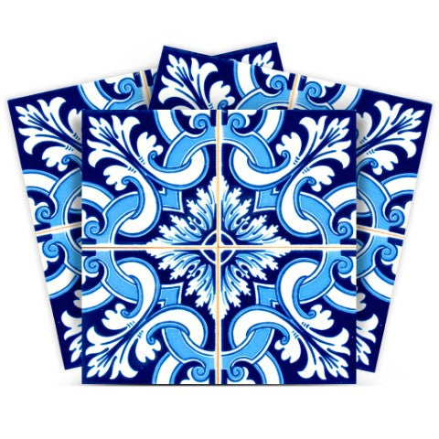 Homeroots 12" Blue Bali Peel And Stick Tiles - Vibrant, Removable Décor For Effortless Home Transformations! 12" X 12" Vinyl 555975