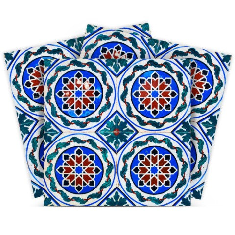 Homeroots 12" Blue And Green Augustine Removable Peel And Stick Tiles For Colorful Home Makeovers & Design 12" X 12" Vinyl 555977