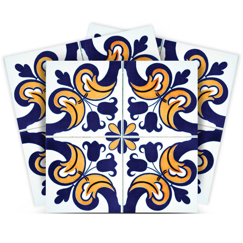 Homeroots 12" Blue Mikos Removable Peel And Stick Tiles - Versatile, Easy To Apply, Colorful Decor For Any Space 12" X 12" Vinyl 555978