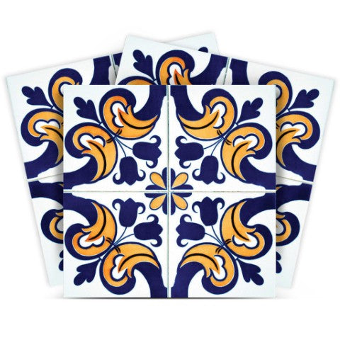 Homeroots 12" Blue Mikos Removable Peel And Stick Tiles - Versatile, Easy To Apply, Colorful Decor For Any Space 12" X 12" Vinyl 555978