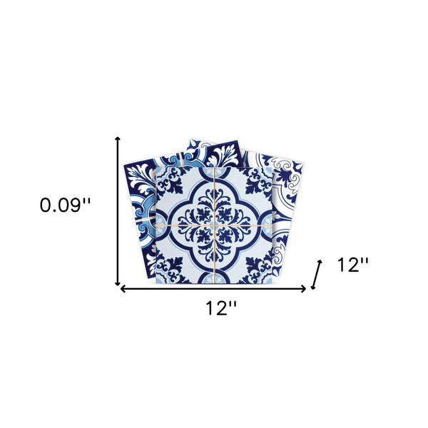 Homeroots 12" Azul Multi Mosaic Peel And Stick Tiles - Vibrant, Easy To Apply Decals For Your Home Decor Needs! 12" X 12" Vinyl 555980