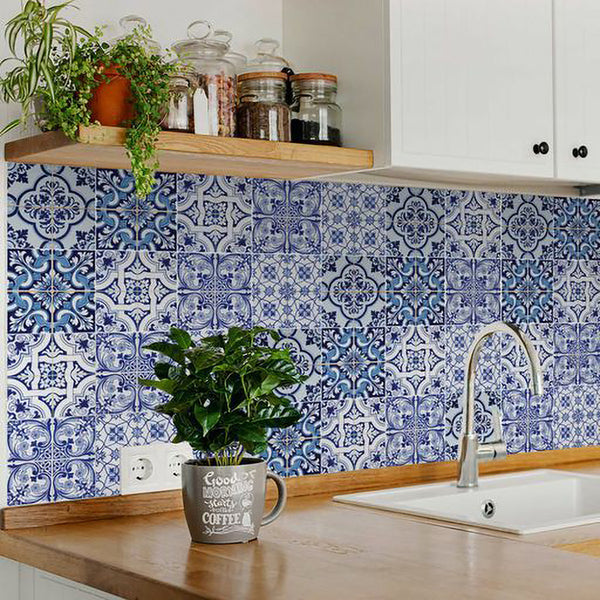 Homeroots 12" Azul Multi Mosaic Peel And Stick Tiles - Vibrant, Easy To Apply Decals For Your Home Decor Needs! 12" X 12" Vinyl 555980