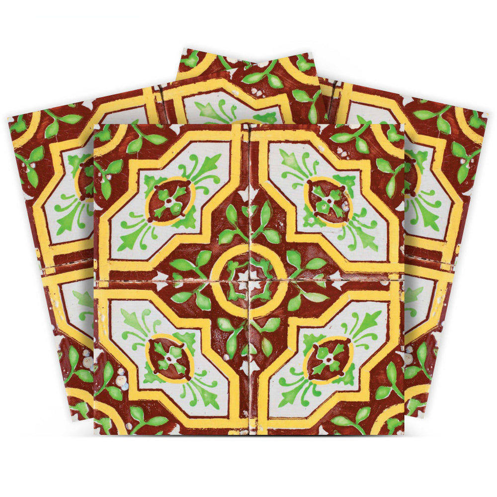 Homeroots 12" Yellow And White Gloria Removable Peel And Stick Tiles - Colorful, Versatile Décor For Any Room! 12" X 12" Vinyl 555983