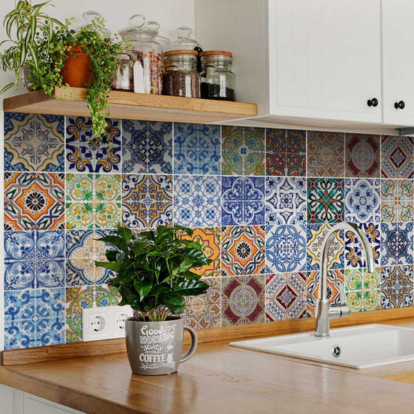 Homeroots 12" Kyla Multi Mosaic Peel And Stick Tile Stickers - Vibrant, Removable Décor For Any Space! 12" X 12" Vinyl 555987