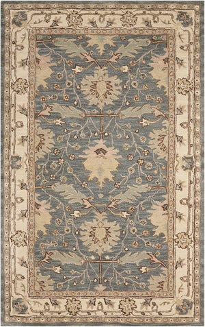 Homeroots 8' X 11' Beige And Gray Wool Floral Area Rug  Wool 555996