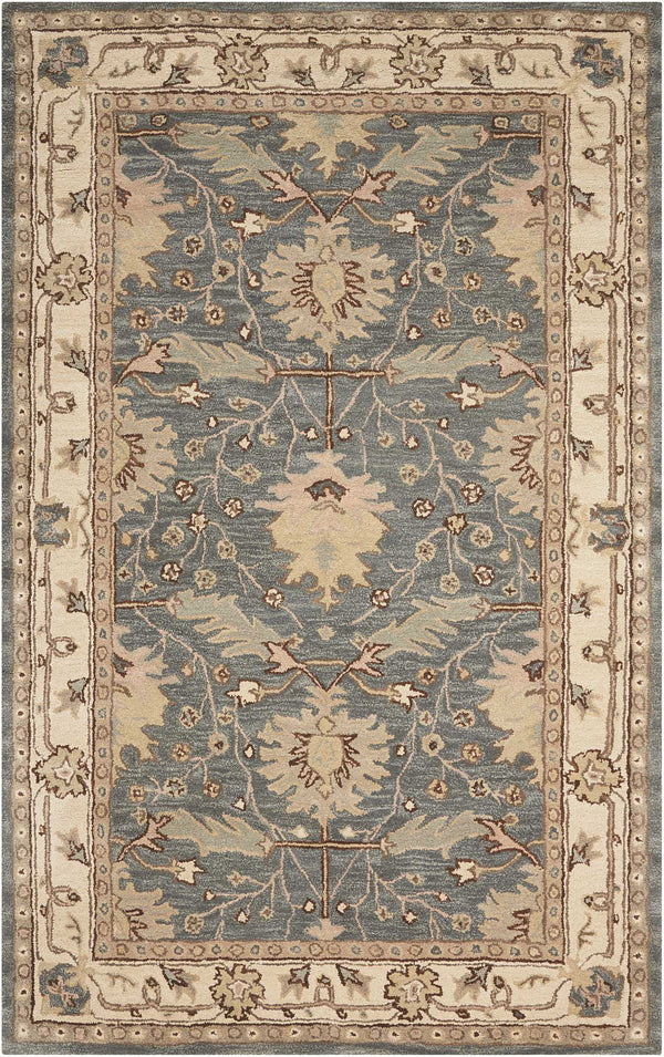 Homeroots 8' X 11' Beige And Gray Wool Floral Area Rug  Wool 555996