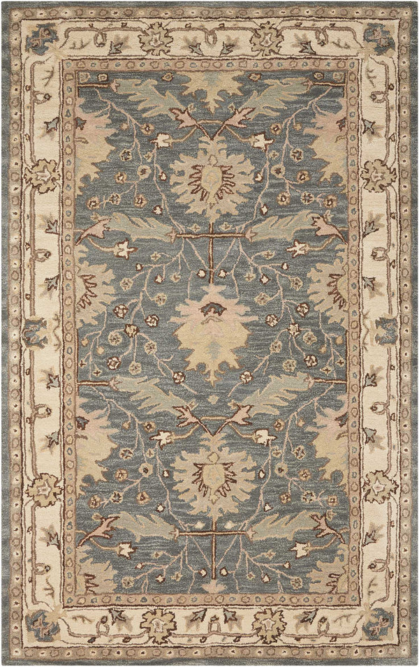 Homeroots 8' X 11' Beige And Gray Wool Floral Area Rug  Wool 555996