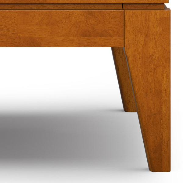English Elm Harper Teak End Table with Two Drawers — Handcrafted Solid Rubberwood, Mid-Century Contemporary Finish B136P203436