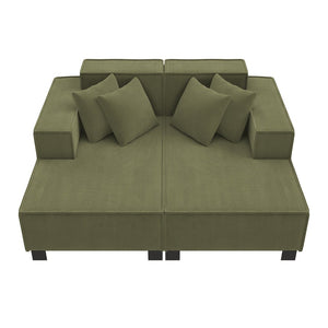 English Elm Swivel Barrel Accent Chair Chenille Tufted Round Club Seat for Living Room Lounge Green N719S002221F