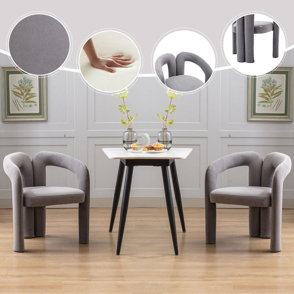 English Elm Contemporary Velvet Upholstered Dining Chair with Steel Frame, Rounded Back Comfort for Home Gray W395103726