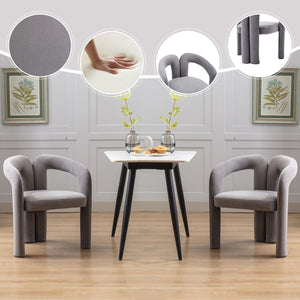 English Elm Contemporary Velvet Upholstered Dining Accent Chair with Curved Back, Steel Frame, Plush Foam Comfort Gray W395103726