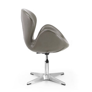 English Elm Raspberry Upholstered Swivel Lounge Chair with Adjustable Height, Polished Chrome Base & Plush Seat Grey B365P397944