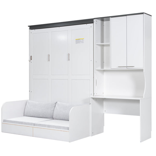 English Elm Multi-Functional Murphy Bed: Stylish Queen System With Sofa, Desk & Storage For Space-Saving Living N7090000606K