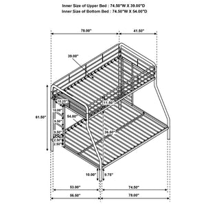 English Elm Metal Twin Over Full Bunk Bed Steel Frame with Guardrails for Kids or Guest Rooms Black B016P469262