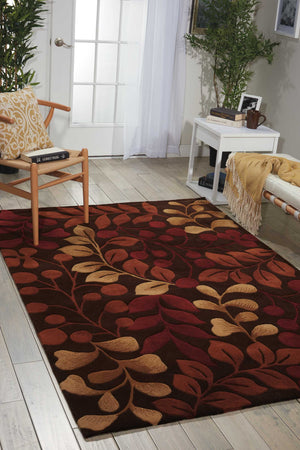 Homeroots 4' X 6' Chocolate Botanical Leaves Area Rug  Polyester 556008