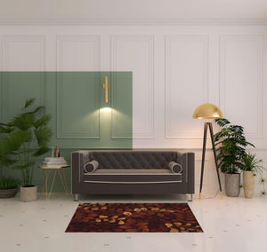 Homeroots 4' X 6' Chocolate Botanical Leaves Area Rug  Polyester 556008