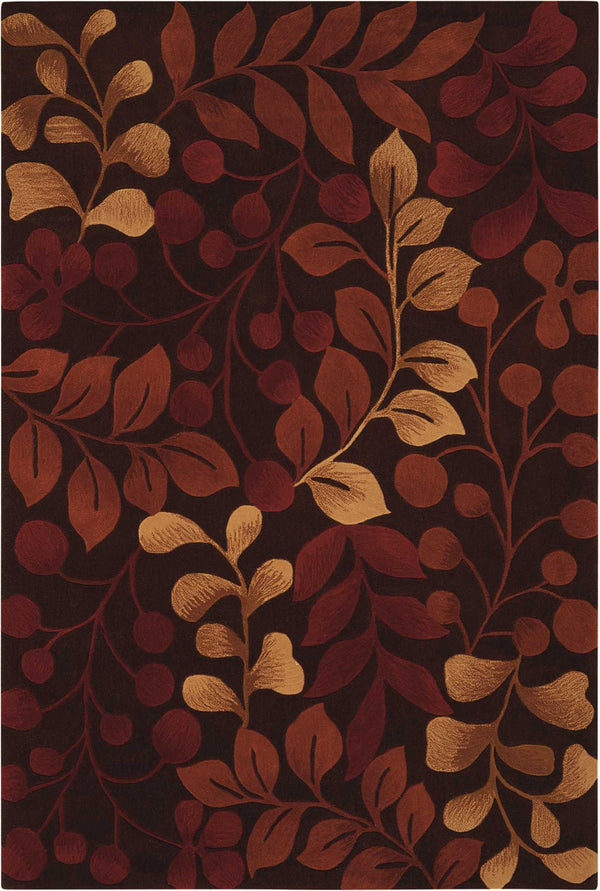 Homeroots 4' X 6' Chocolate Botanical Leaves Area Rug  Polyester 556008