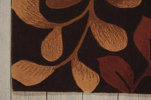 Homeroots 5' X 8' Chocolate Botanical Leaves Area Rug  Polyester 556009