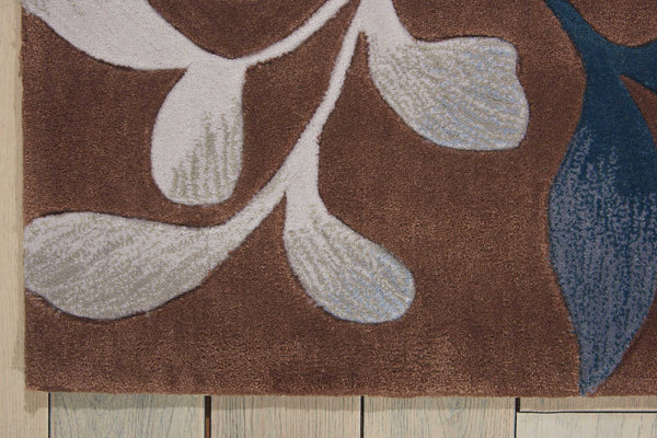 Homeroots 8' X 11' Brown Botanical Leaves Area Rug  Polyester 556012