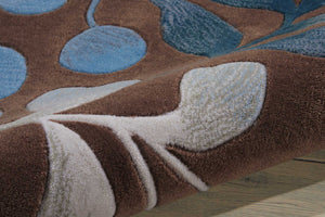 Homeroots 8' X 11' Brown Botanical Leaves Area Rug  Polyester 556012