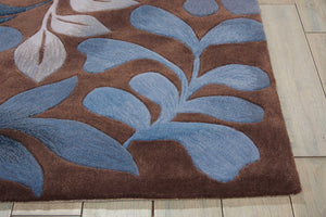 HomeRoots 8' Brown Botanical Leaves Area Rug - Durable, Stain-Resistant, Perfect for Homes with Kids & Pets 8' X 11' 556012