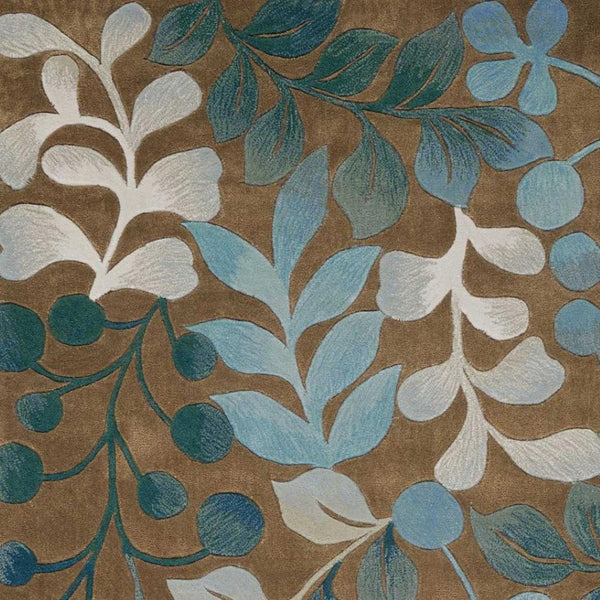 HomeRoots 8' Brown Botanical Leaves Area Rug - Durable, Stain-Resistant, Perfect for Homes with Kids & Pets 7' X 9' 556014