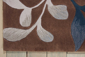 HomeRoots 8' Brown Botanical Leaves Area Rug - Durable, Stain-Resistant, Perfect for Homes with Kids & Pets 7' X 9' 556014