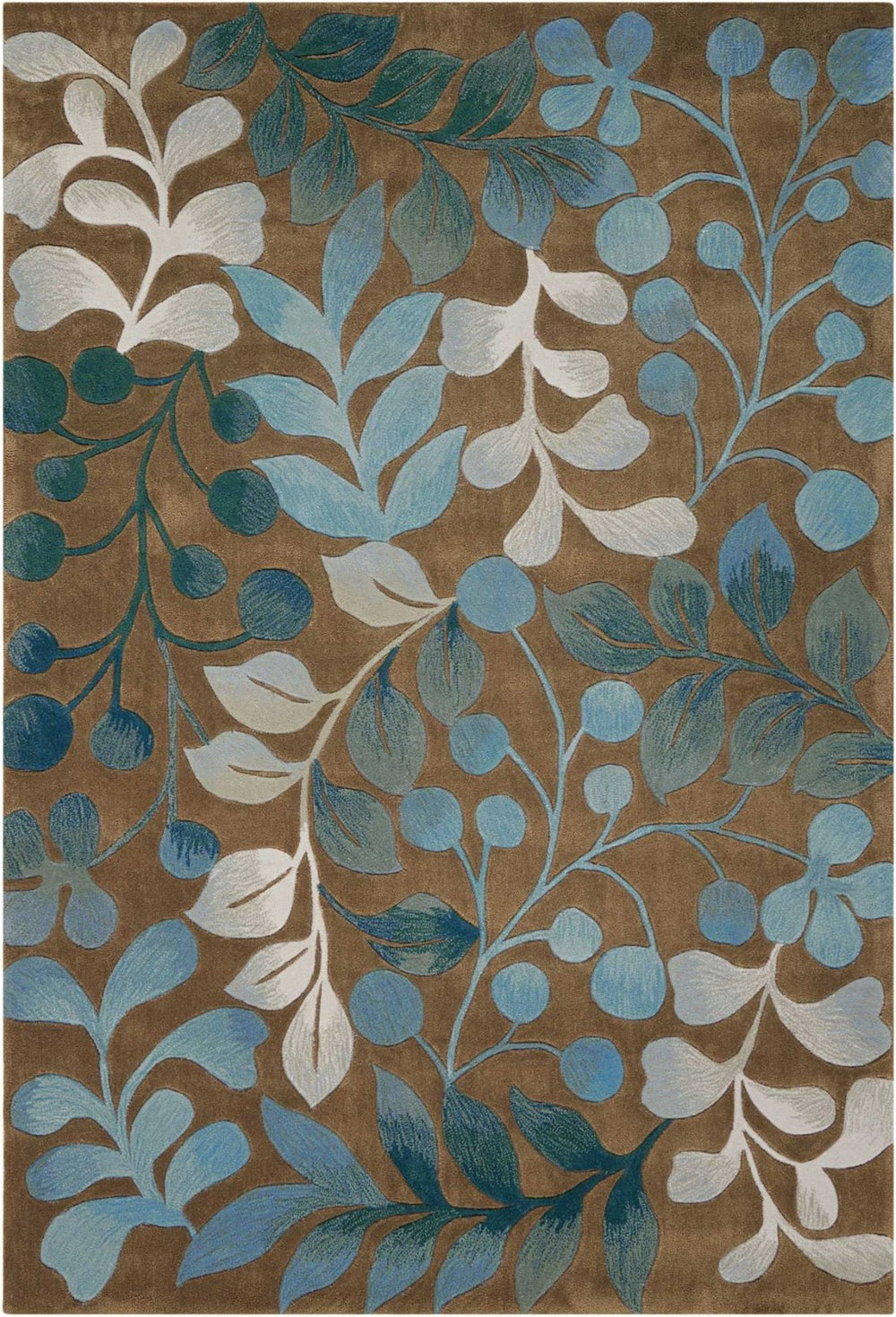 HomeRoots 8' Brown Botanical Leaves Area Rug - Durable, Stain-Resistant, Perfect for Homes with Kids & Pets 7' X 9' 556014