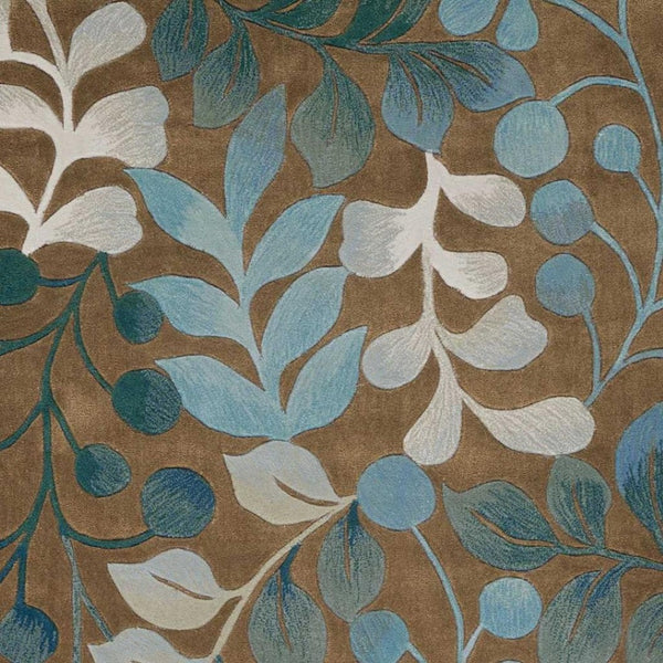 HomeRoots 8' Brown Botanical Leaves Area Rug - Durable, Stain-Resistant, Perfect for Homes with Kids & Pets 7' X 9' 556014