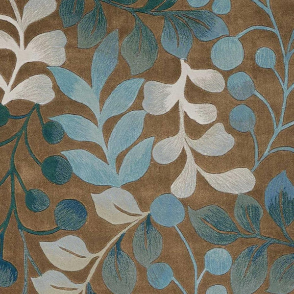 HomeRoots 8' Brown Botanical Leaves Area Rug - Durable, Stain-Resistant, Perfect for Homes with Kids & Pets 5' X 8' 556015
