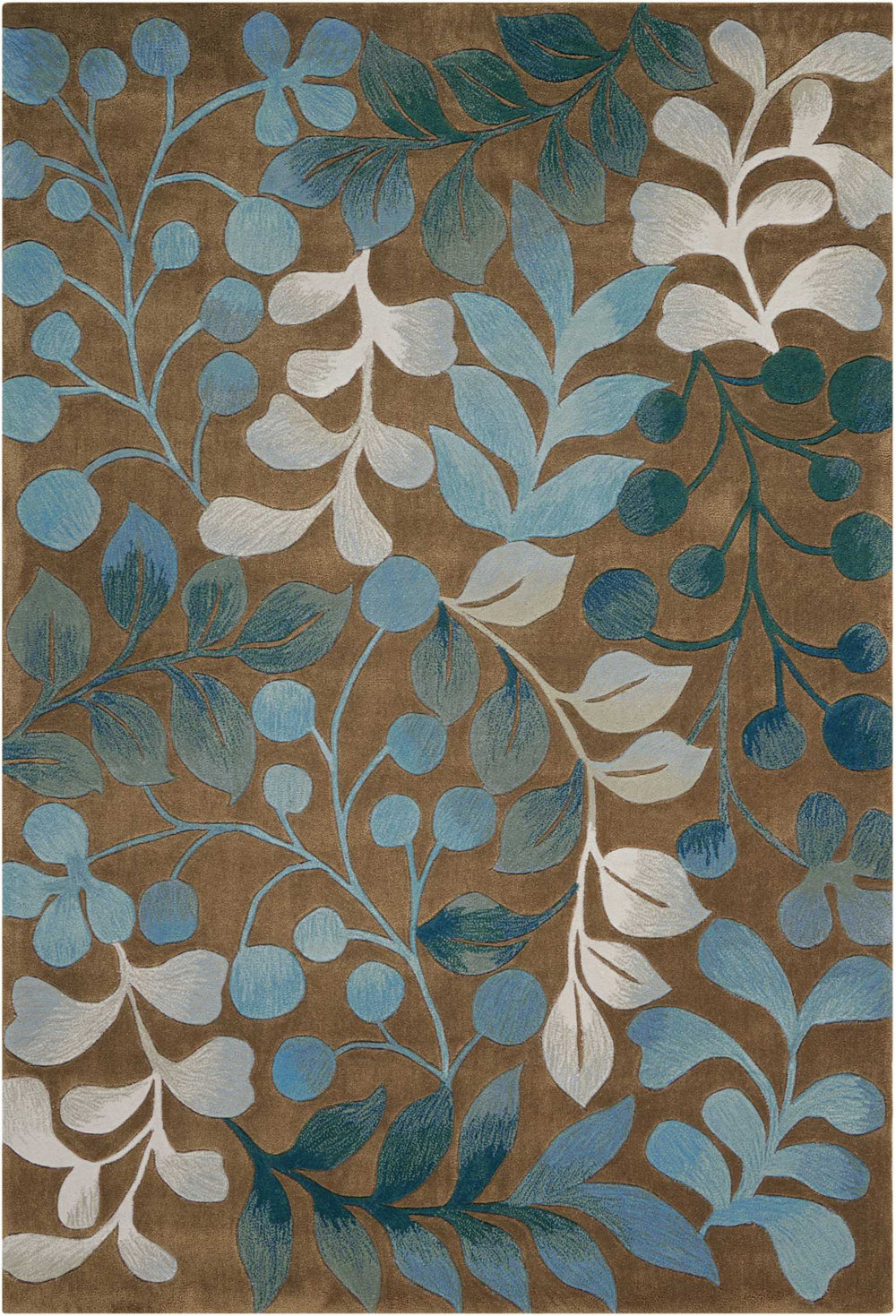 Homeroots 5' X 8' Brown Botanical Leaves Area Rug  Polyester 556015