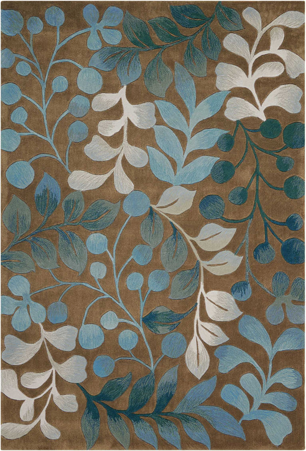 Homeroots 5' X 8' Brown Botanical Leaves Area Rug  Polyester 556015