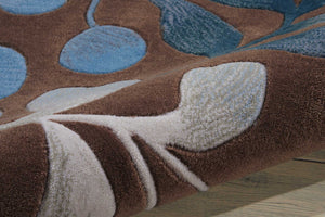 HomeRoots 8' Brown Botanical Leaves Area Rug - Durable, Stain-Resistant, Perfect for Homes with Kids & Pets 5' X 8' 556015