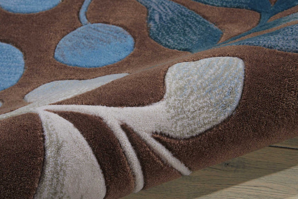 HomeRoots 8' Brown Botanical Leaves Area Rug - Durable, Stain-Resistant, Perfect for Homes with Kids & Pets 5' X 8' 556015