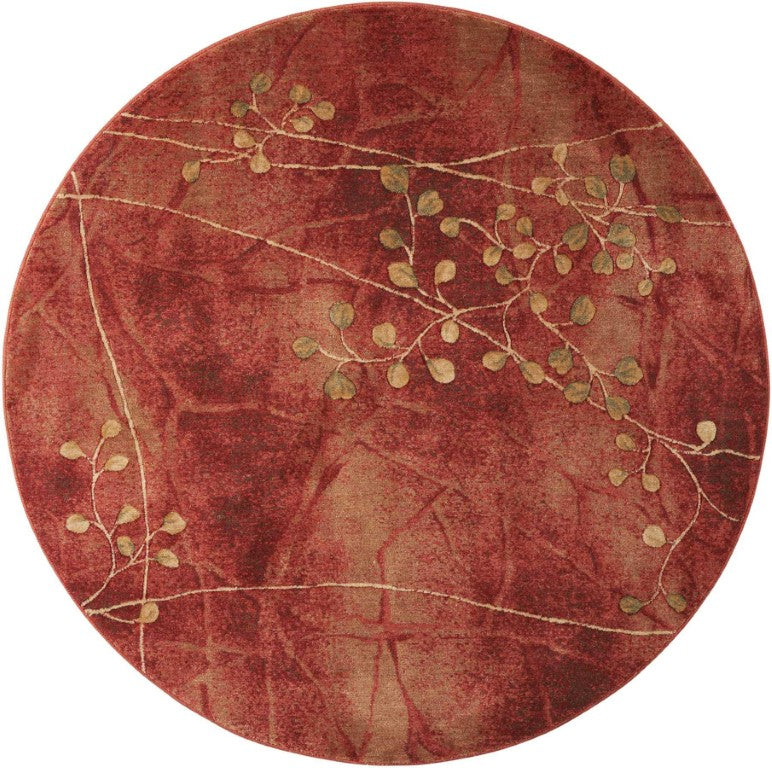 6 Foot Round Floral Polyester Area Rug with Non Skid Backing for Living or Dining Spaces