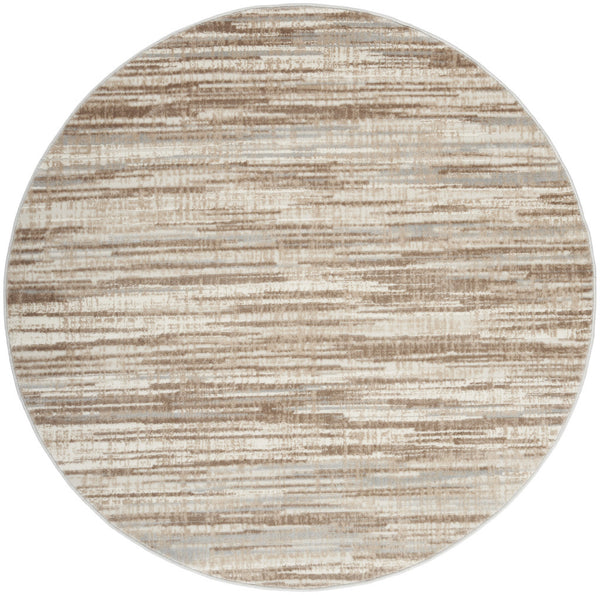 Homeroots 5' Ivory And Gray Abstract Non Skid Round Rug  Polypropylene 556024