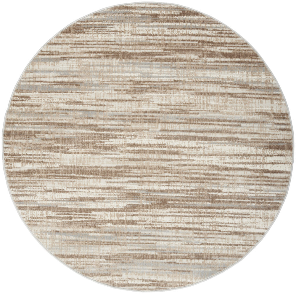 Homeroots 5' Ivory And Gray Abstract Non Skid Round Rug  Polypropylene 556024