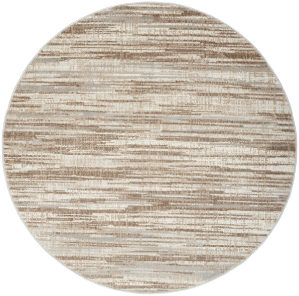 Homeroots 5' Ivory And Gray Abstract Non Skid Round Rug  Polypropylene 556024