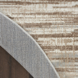 Homeroots 5' Ivory And Gray Abstract Non Skid Round Rug  Polypropylene 556024