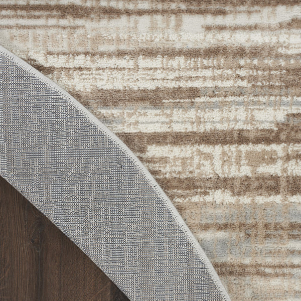 Homeroots 5' Ivory And Gray Abstract Non Skid Round Rug  Polypropylene 556024